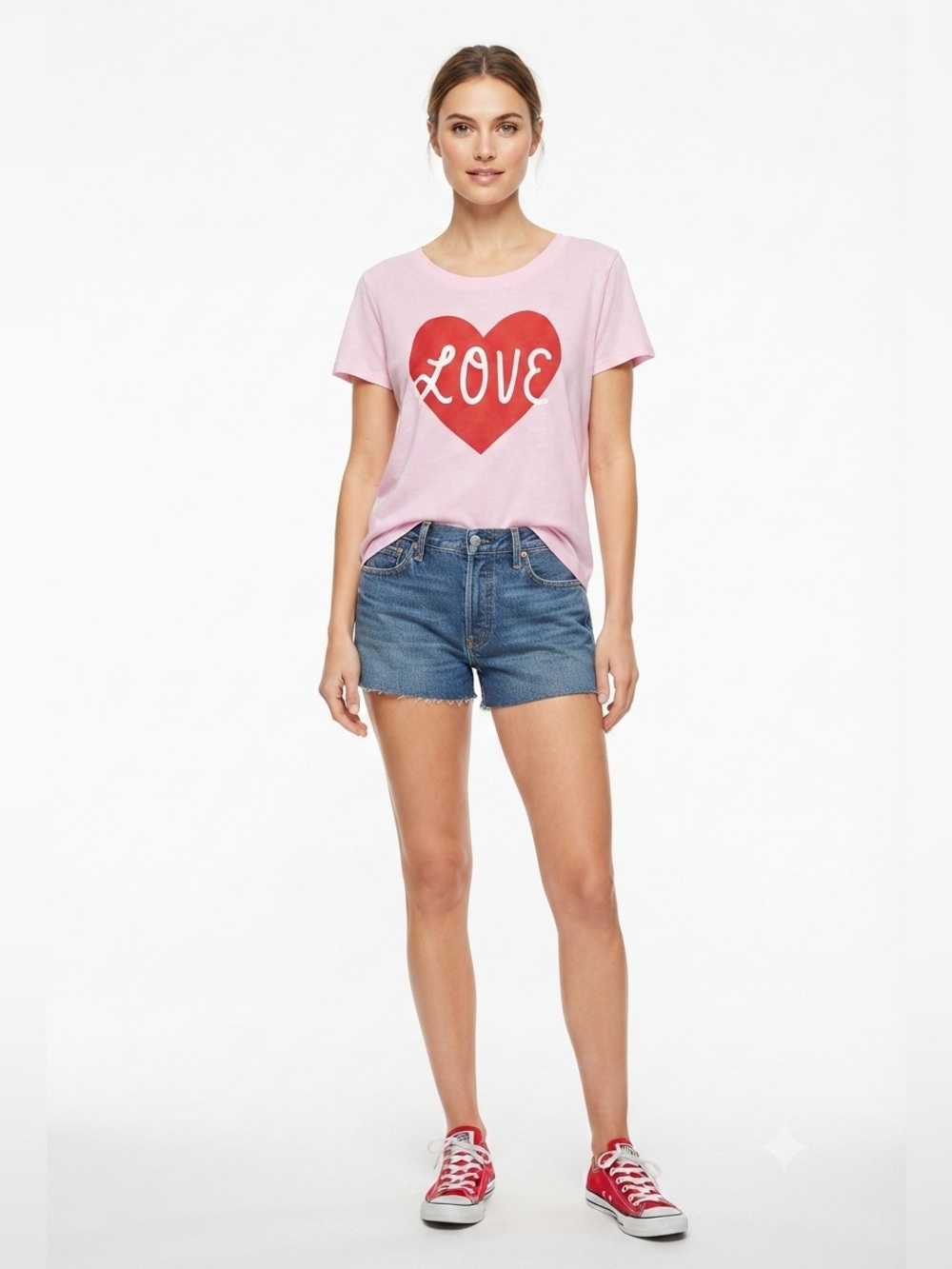Derek Heart Short Sleeve Tee with Red Heart